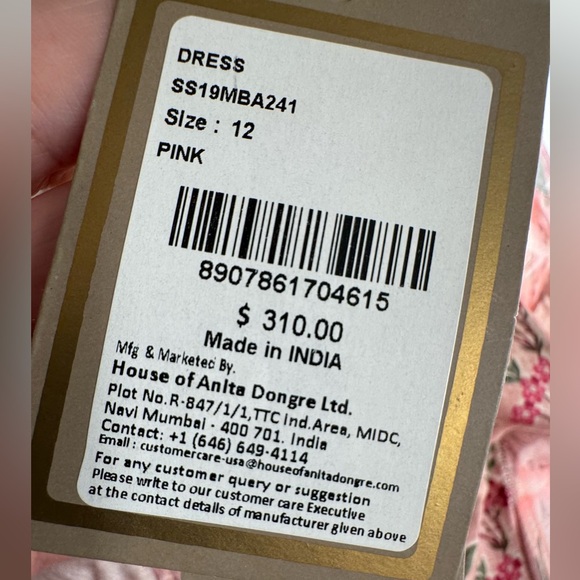 Anita Dongre Silk Pink and Cream Floral Dress - Picture 8 of 8